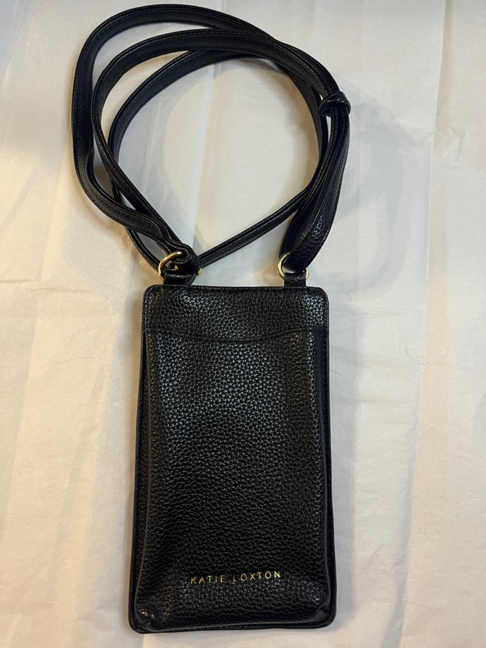 Katie Loxton Black Pebbled Leather Crossbody Phone Pouch